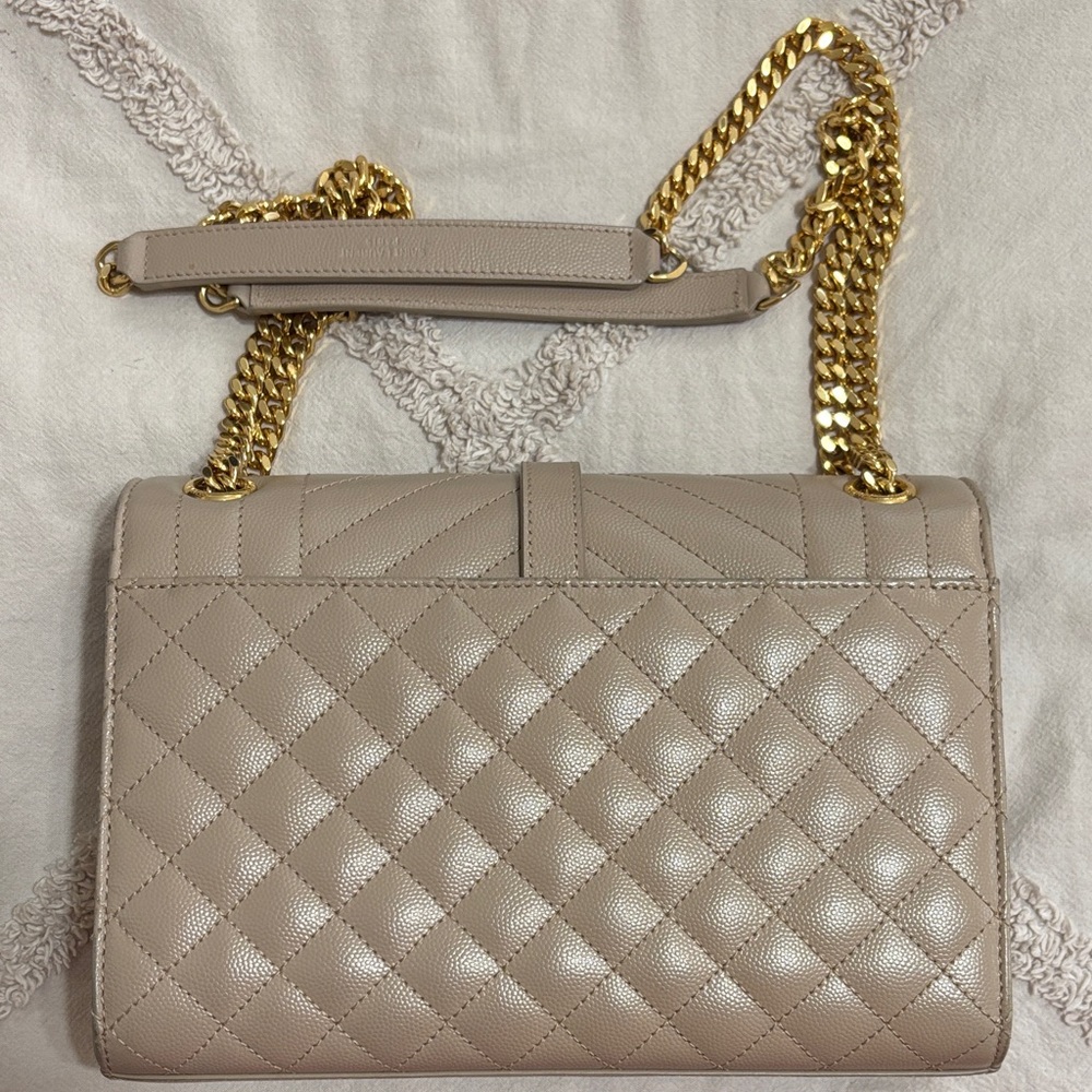 Yves Saint Laurent Taupe Quilted Leather Shoulder Bag - Picture 2 of 6